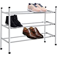 KNIGHT - Zapatero de 3 niveles extensible y apilable- acabado cromado- de 62 a 113 cm de largo x 23 cm de ancho x 51 cm…